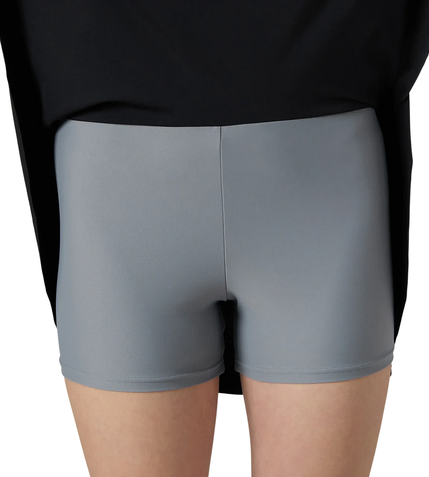 Women's Ribbed Lite Swimming Skirt With Bulit In Shorts - Black & Coin Grey