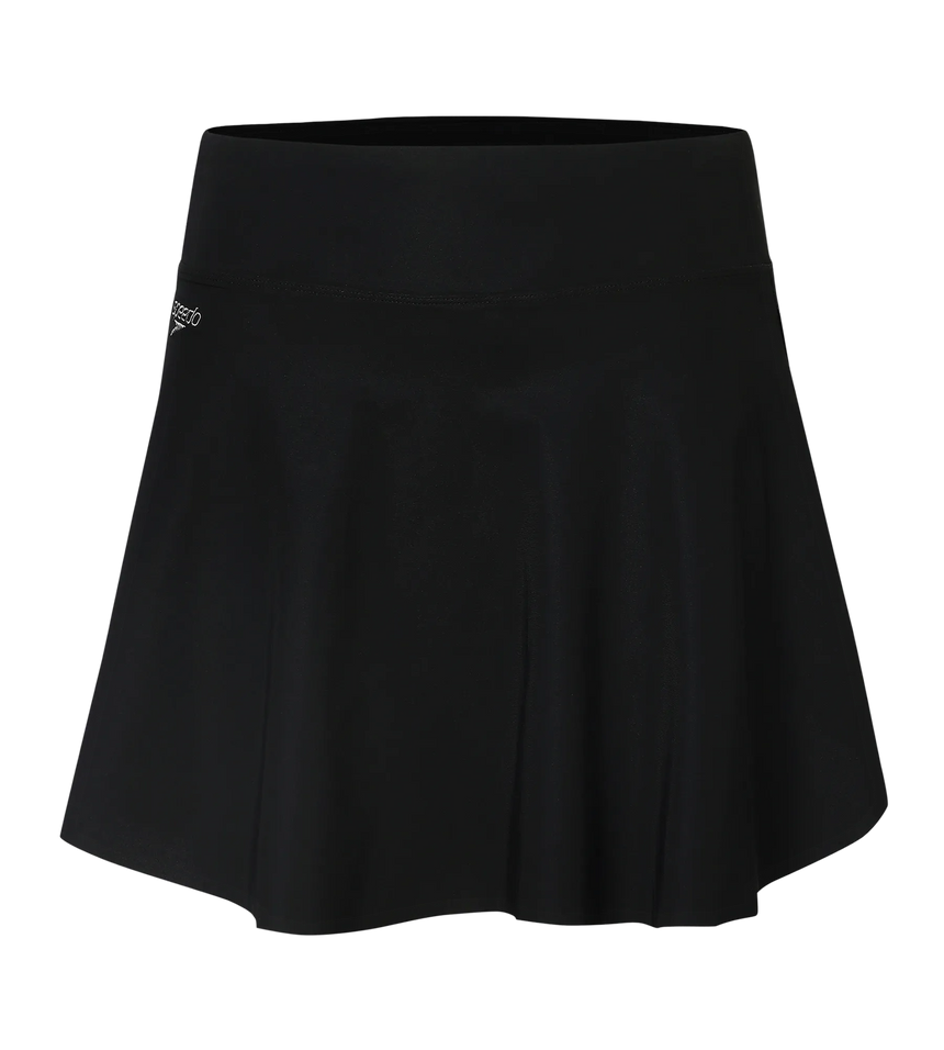 Women's Ribbed Lite Swimming Skirt With Bulit In Shorts - Black & Coin Grey