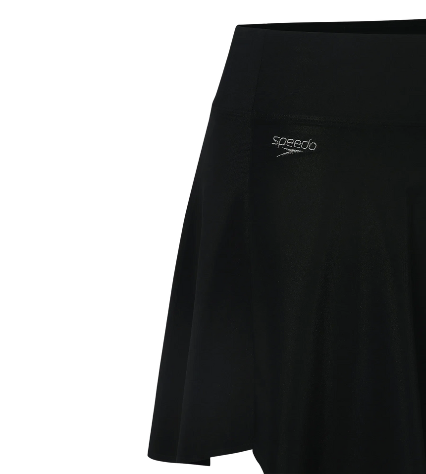 Women's Ribbed Lite Swimming Skirt With Bulit In Shorts - Black & Coin Grey