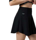 Women's Ribbed Lite Swimming Skirt With Bulit In Shorts - Black & Coin Grey