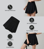 Women's Ribbed Lite Swimming Skirt With Bulit In Shorts - Black & Coin Grey