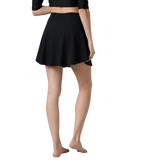 Women's Ribbed Lite Swimming Skirt With Bulit In Shorts - Black & Coin Grey