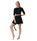 Women's Ribbed Lite Swimming Skirt With Bulit In Shorts - Black & Coin Grey