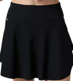 Women's Ribbed Lite Swimming Skirt With Bulit In Shorts - Black & Coin Grey