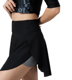 Women's Ribbed Lite Swimming Skirt With Bulit In Shorts - Black & Coin Grey