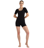 Women's Endurance+ Sleeved Myrtle U-Back Legsuit - Black & Neon Violet