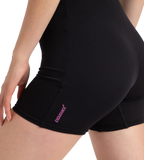 Women's Endurance+ Sleeved Myrtle U-Back Legsuit - Black & Neon Violet