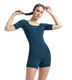 Women's Endurance+ Sleeved Myrtle Racerback Legsuit - Dark Teal & Arctic Glass