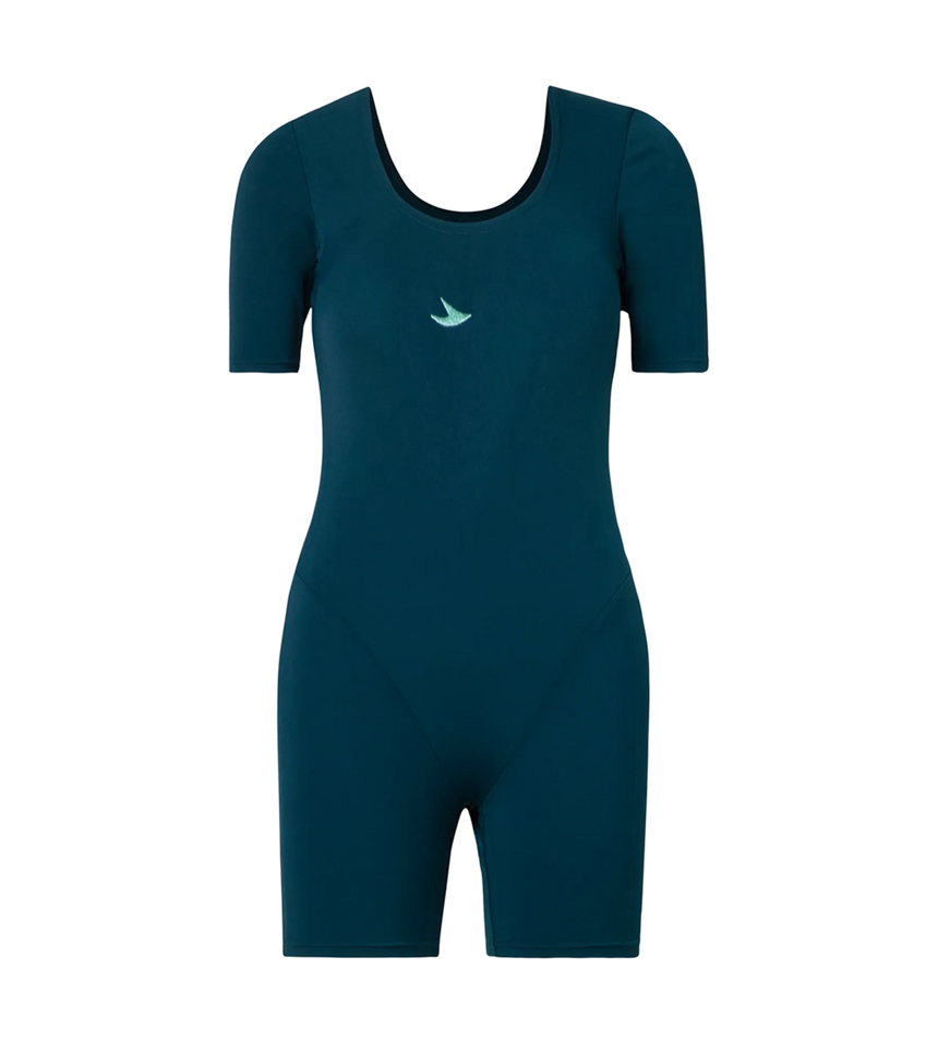 Women's Endurance+ Sleeved Myrtle Racerback Legsuit - Dark Teal & Arctic Glass