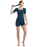 Women's Endurance+ Sleeved Myrtle Racerback Legsuit - Dark Teal & Arctic Glass