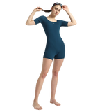 Women's Endurance+ Sleeved Myrtle Racerback Legsuit - Dark Teal & Arctic Glass