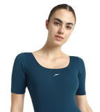 Women's Endurance+ Sleeved Myrtle Racerback Legsuit - Dark Teal & Arctic Glass