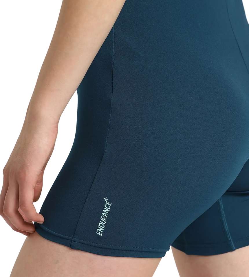 Women's Endurance+ Sleeved Myrtle Racerback Legsuit - Dark Teal & Arctic Glass