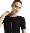 Women's Endurance10 Closedback Sleeved Swimdress With Boyleg - Black & Neon Violet