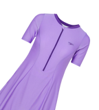 Women's Endurabrite Short Sleeve Closedback Swimdress With Boyleg - Purple Mist & Tillandsia Purple