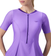 Women's Endurabrite Short Sleeve Closedback Swimdress With Boyleg - Purple Mist & Tillandsia Purple