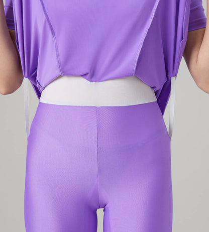 Women's Endurabrite Short Sleeve Closedback Swimdress With Boyleg - Purple Mist & Tillandsia Purple