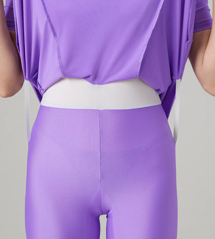 Women's Endurabrite Short Sleeve Closedback Swimdress With Boyleg - Purple Mist & Tillandsia Purple