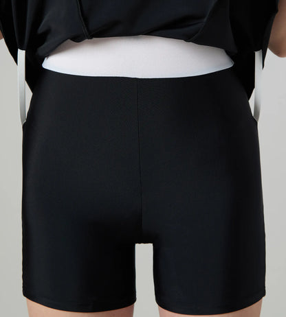 Women's Endurance10 Short Sleeve Closedback Swimdress With Boyleg - Black & Pink Lemonade