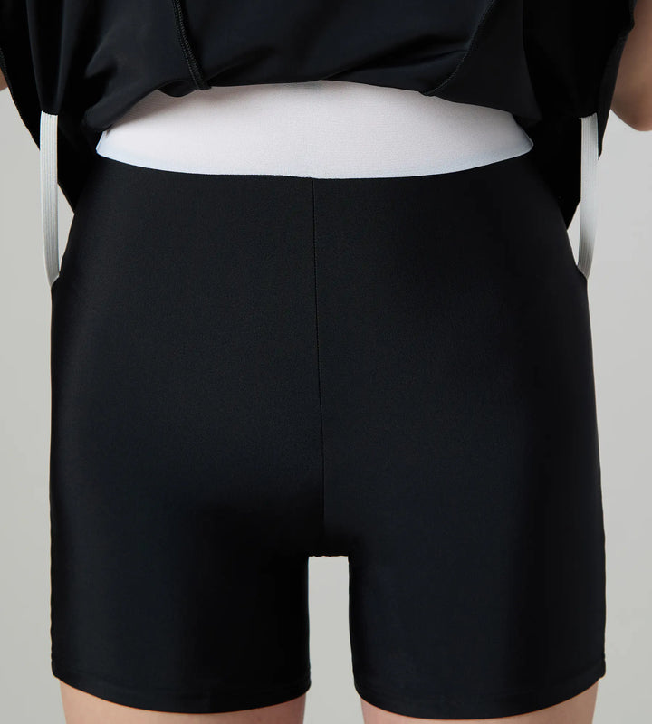 Women's Endurance10 Short Sleeve Closedback Swimdress With Boyleg - Black & Pink Lemonade