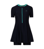 Women's Endurance10 Closedback Sleeved Swimdress With Boyleg - True Navy & Arctic Glass