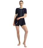 Women's Endurance10 Closedback Sleeved Swimdress With Boyleg - True Navy & Arctic Glass