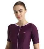 Women's Enduraflex Closedback Sleeved Swimdress With Boyleg - Plum Dandy & Lilac Breeze