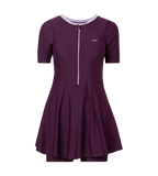 Women's Enduraflex Closedback Sleeved Swimdress With Boyleg - Plum Dandy & Lilac Breeze