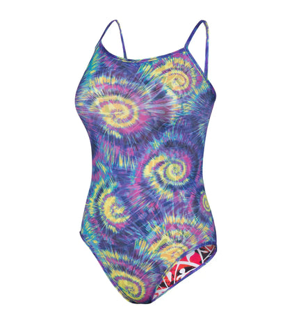 Women's Hippy Explosion Flip Reverse One Piece Swimwear - Navy  &  Chroma Blue