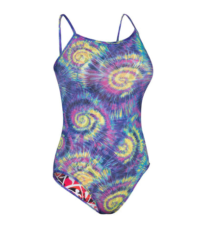 Women's Hippy Explosion Flip Reverse One Piece Swimwear - Navy  &  Chroma Blue_2