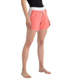 Women's 4 Way Comfort Stretch Leisure Watershorts With Side Pockets - Coral Sands & White