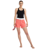 Women's 4 Way Comfort Stretch Leisure Watershorts With Side Pockets - Coral Sands & White