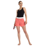 Women's 4 Way Comfort Stretch Leisure Watershorts With Side Pockets - Coral Sands & White