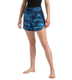Women's 4 Way Flex Essential Printed Watershorts With Side Pockets - Peacoat, Cerulean Blue & Picton Blue