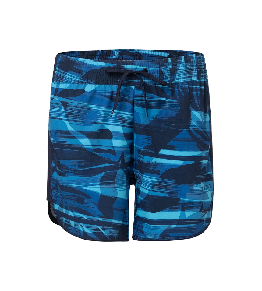 Women's 4 Way Flex Essential Printed Watershorts With Side Pockets - Peacoat, Cerulean Blue & Picton Blue