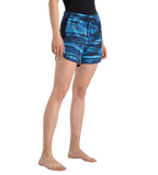 Women's 4 Way Flex Essential Printed Watershorts With Side Pockets - Peacoat, Cerulean Blue & Picton Blue