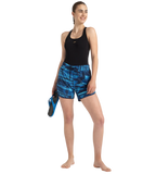 Women's 4 Way Flex Essential Printed Watershorts With Side Pockets - Peacoat, Cerulean Blue & Picton Blue