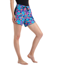 Women's 4 Way Comfort Stretch Leisure Printed Watershorts With Side Pockets - Turkish Sea, Picton Blue & Coral Sands