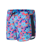Women's 4 Way Comfort Stretch Leisure Printed Watershorts With Side Pockets - Turkish Sea, Picton Blue & Coral Sands