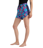 Women's 4 Way Comfort Stretch Leisure Printed Watershorts With Side Pockets - Turkish Sea, Picton Blue & Coral Sands