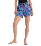 Women's 4 Way Comfort Stretch Leisure Printed Watershorts With Side Pockets - Turkish Sea, Picton Blue & Coral Sands