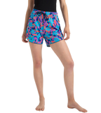 Women's 4 Way Comfort Stretch Leisure Printed Watershorts With Side Pockets - Turkish Sea, Picton Blue & Coral Sands