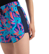 Women's 4 Way Comfort Stretch Leisure Printed Watershorts With Side Pockets - Turkish Sea, Picton Blue & Coral Sands