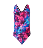 Girl's Endurance10 Hyperboom Printed Racerback V-Cut One Piece Swimsuit - Peacoat, Margarita Pink & True Navy