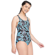 Girl's Endurance 10 Hyperboom Print Racerback One Piece V-Cut Swimsuit - Black & Bolt