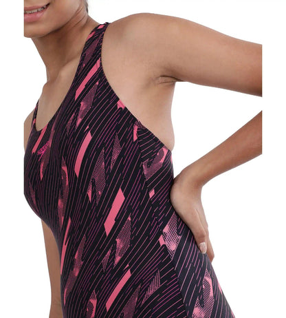 Girl's Endurance Hyper Boom Allover Racerback Swimwear - Truenavy & Electricpink_6