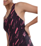 Girl's Endurance 10 Hyperboom Print Racerback One Piece V-Cut Swimsuit - True Navy & Electric Pink