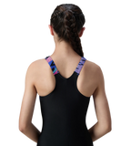 Girl's Endurance10 Hyperboom Print Splice Racerback V-Cut One Piece Swimsuit - Black & Margarita Pink