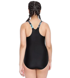 Girl's Endurance 10 Hyperboom Splice Muscleback One Piece V-Cut Swimsuit - Black & Bolt