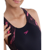 Girl's Endurance 10 Hyperboom Splice Racerback One Piece V-Cut Swimsuit - True Navy & Electric Pink